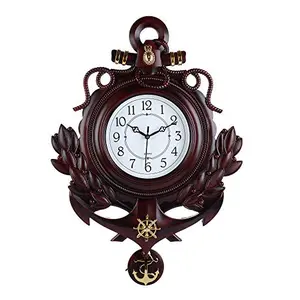 EFINITO Plastic Antique Pendulum Wall Clock (Anchor-Design) for Living Room/Bedroom/Kitchen/Offices (Brown)