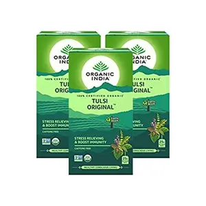 Organic India Tulsi Tea Original 25 Tea Bags - By Organic India (Pack of 3)