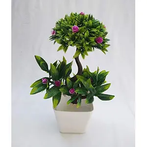 Discount4product Plastic Artificial Flower with Pot (15 cm x 10 cm x 20 cm Pink Flower-Pink-h4)