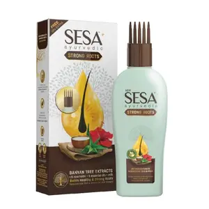 Sesa Ayurvedic Strong Roots Hair Oil for Hair Fall Control and Hair Growth | Prevents Hair Fall Supports Growth Repairs Damage | Bhringraj and 25 Rare Herbs with 6 Nourishing Oils | All Hair Types | 100 ml (Pack of 1)