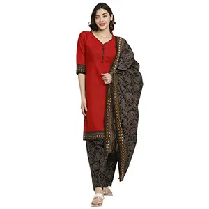 Rajnandini Women's Red Crepe Printed Unstitched Salwar Suit Material(JOPLLT7018)