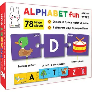Play Panda  Play Poco Alphabet Fun Type 2 - 78 Piece Alphabet Matching Puzzle - 7 Different Ways to Play and Learn - Includes 78 Large Puzzle Cards with Beautiful Illustrations
