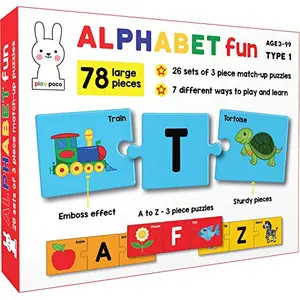 Play Panda  Play Poco Alphabet Fun Type 1 - 78 Piece Alphabet Matching Puzzle - 7 Different Ways to Play and Learn - Includes 78 Large Puzzle Cards with Beautiful Illustrations