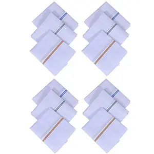 Kuber Industries Cotton 12 Piece Men's Handkerchief Set - White (CTKTC05635)