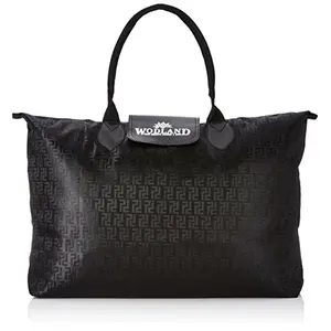 Kuber Industries Rexine 50 cms Black Shopping Bag (TRAVEL07808)