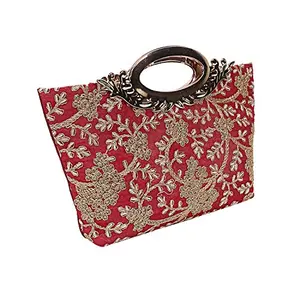 Kuber Industries Silk Clutch Ladies Handbag (Maroon) -CTKTC8792