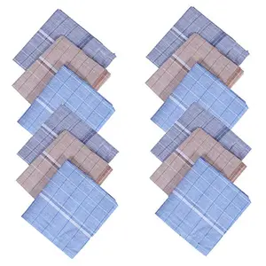 Kuber Industries Cotton 12 Piece Men's Handkerchief Set - Multicolour Standard (CTKTC05639)