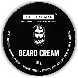 THE REAL MAN Moisturizing Beard Cream 50g. With Extract of Aleo Vera & Virgin Coconut Oil.