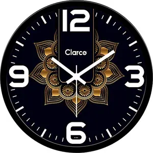Clarco Brand Big Size Designer Analogue Round Plastic Wall Clock with Glass for Home/Living Room/Bedroom/Kitchen/Office (12 x 12 Inch )(WL_1006L)