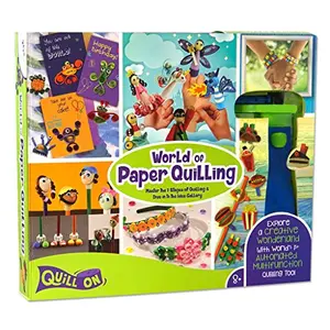 Quill On - Paper Quilling Kit for Beginners with Electric Quilling Tool 20+ Quilling Ideas & 5mm 10 mm Quilling Strips - Fun Craft Kit with 120 Page Quilling Page