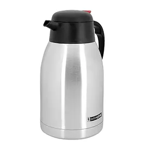 Cutting EDGE Thermo Steel Vacuum Insulated Pot 1L Silver with Push Button 8 Hours Hot or Cold Coffee/Tea Flask100% Leak Proof Easy to Carry Ideal for Tea Coffee Juice Water