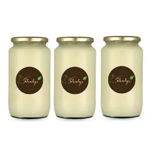 Shahji Premium Buffalo's Desi Ghee| Desi Bilona Ghee| Noni Ghee| Grass fed| Murrah Buffalo| Traditional Method| Improves Bone Health and Digestion | 1 Ltr/910 GMS Glass Bottle ( Pack of 3 )