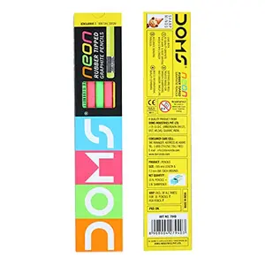 Doms Neon Rubber Tipped HB/2 Graphite Pencils (Pack of 10 x 5 Set) (Model Number: DM7940P5)