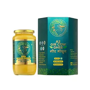 GirOrganic A2 Pure Ghee | 100% Desi Gir Cow | Vedic Bilona Method | 1 Lit Glass Bottle | Grassfed Cultured Premium & Traditional Ghee | Immunity Booster
