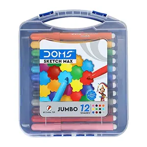 DOMS Sketch Max Non-Toxic Jumbo Sketch Pen Set with Plastic Carry Case (12 Assorted Shades x 2 Set)