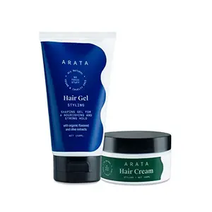 Arata Natural Hair Styling Combo with Hair Gel & Hair Cream for Women & Men || All NaturalVegan & Cruelty Free || For NourishingStyling & Strong Hold (250 ml)