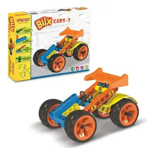 mechanix made in india made from plastic blix cars-2 series for 5+ years of kids can make completely unique working model from it 10 models can make 76 pieces- Multi color