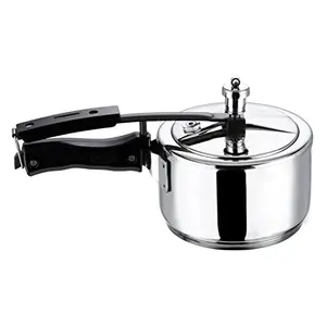 Vinod 18/8 Stainless Steel Sandwich Bottom Inner Lid Pressure Cooker - 3.5 Litres with lid (Induction and Gas Stove Friendly) Silver ISI and CE certified