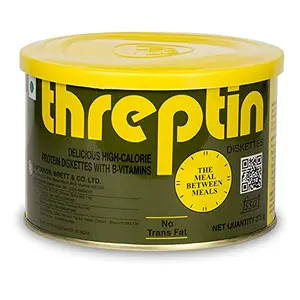 Threptin Protein Diskettes Protein Biscuit High Calorie Supplement Forfeited with B Vitamin Tin Regular 275 g