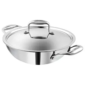 vinod cookware Platinum Triply Stainless Steel X Kadai- 22 cm 1.8 LTR Silver (Induction Friendly)