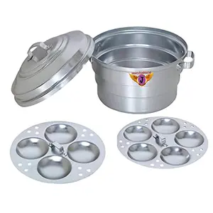 Jayam Traditional Standard Anodised Aluminium Idli Maker/Steamer/Cooker with 2 Plates / 9 Pot