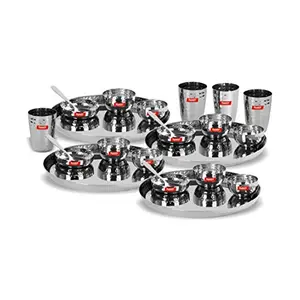 SUMEET Stainless Steel Royal Dinner Set ( 24 Pieces Silver)