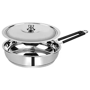 ETHICAL FINEART Stainless Steel Encapsulated Bottom Fry Pan with SS Lid (1.4L)