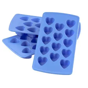 Laxvila India 14 Grid (Pack of 3) Heart Shape Plastic Ice Cube Tray Chocolate Mould Refrigerator Ice Cube for Cocktail Whiskey Fruit Juice Soft Drink (Multi Color)