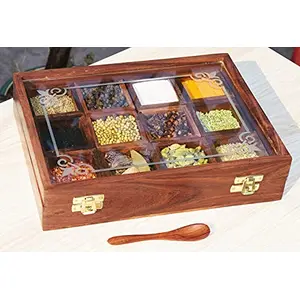 CRAFTCASTLE Wood Spice Box/Container - 1 Piece Brown