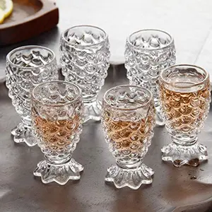 VACHHRAJ Glassware Crystal Clear Pineapple Shaped Juice Glass Set of 6 Pieces 150 ml Each