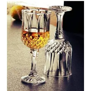 Crystalsky Wine & Whisky Glass - Set of 6-220 ml - Crystal Clear Diamond Glass Elegant Party Drinking Glassware Dishwasher Safe Restaurant Quality