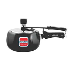UCOOK Royale Duo Induction Base Hard Anodised Pressure Cooker with Stainless Steel Lid 2 Litre Black