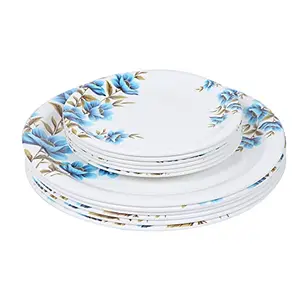 Golden Fish Melamine Round Blue Full Size Plate || Small Size//Starter Windflower Printed Dinner Plates (Set of 12; Plate Size:- 11 Inches (RM-2-Windflower-FQP-12)