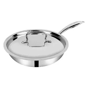 ETHICAL TRI-Nature TriPly SAS (Steel-Aluminium-Steel - 3 Layers) Fry Pan with SS Lid - 1.8 LTR - 22Cm Diameter Fry Pan with SS Lid