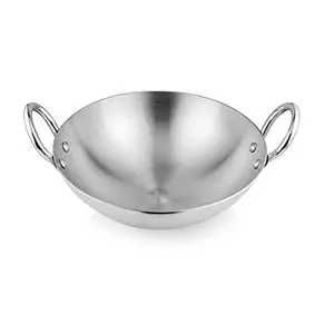 EXPRESSIONSS 10 Inch Aluminium Kadhai | 2.5 Litre  (Size : 26 cm) Kadai with Handle for Kitchen  Silver