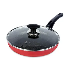 Ethical MASTREO Series Non-Stick Aluminium Induction Base Fry Pan  22cm with Glass Lid - Red