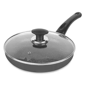 Ethical Mastreo Series Aluminium Black Non-Stick Gas Compatible Fry Pan  22cm with Glass Lid