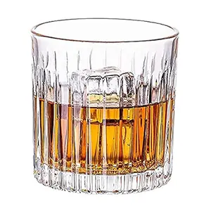 TIENER Whiskey Rocks Glasses with Heavy Base and Non-Lead Crystal for Drinking Scotch Bourbon and Old Fashioned Cocktails Perfect Whiskey Gifts for Whiskey Lovers (300ml Set of 6)