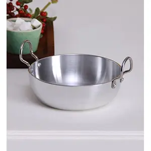 Stephy Stainless Aluminium Calcutta Kadhai with Heavy Base Compatible Gas (2.5 LTR.)