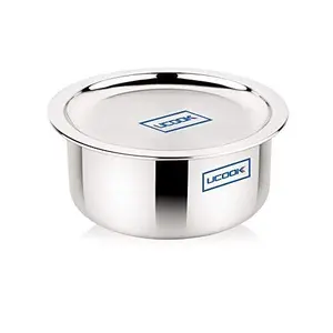 UCOOK Stainless Steel Triply Tope with Lid 240mm Steel Grey