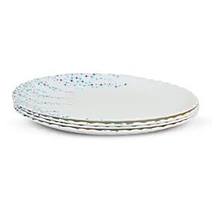 Golden Fish Beautiful Star Printed Melamine Full Size Round Dinner Plate (Set of 6; 11 Inches)