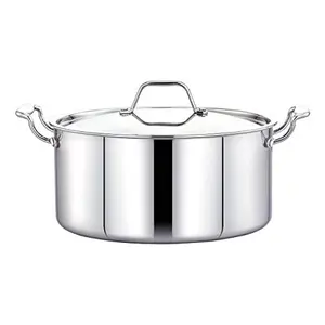 Maxima Stainless Steel Cook and Serve Pot with Stainless Steel Lid (Induction Friendly) Size-22cm Capacity - 4.2 Litre