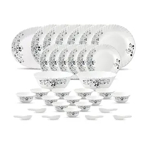 La Opala  LaOpala Diva Classique Collection Opal Glass Dinner Set (33 Pcs Mystrio Black White)