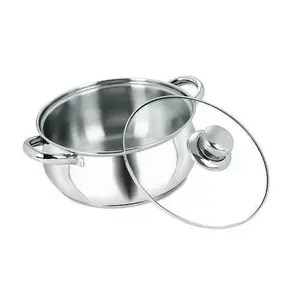 Aristo Stainless Steel Induction Base Cook & Serve Belly Handi 20 cm 2500 ML