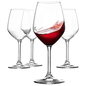VILON Italian Style Red Wine Glasses - 18 Ounce - Lead Free - Shatter Resistant - Wine Glass Set of 4 Clear