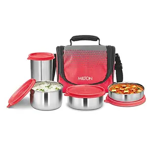 Milton Tasty 3 Stainless Steel Combo Lunch Box with Tumbler Red