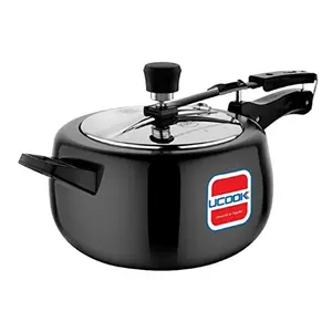 UCOOK Royale Duo Hard Anodised Aluminium Inner Lid Induction Pressure Cooker with Stainless Steel Lid 5 Litre Black
