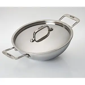 Alda Tri-Ply Stainless Steel Wok Pan 22 cm 2.2 LTR with Lid