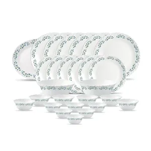 La Opala  LaOpala Diva Lavender Dew Classique Collection Opalware Dinner Set (White) - 27 Pieces