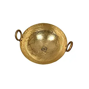Yadav Craft Â® Brass Kadhai (3 L Golden 12 x 24 x 8 Centimeters)